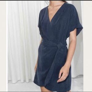 & Other Stories Blue Wrap Dress Size 12